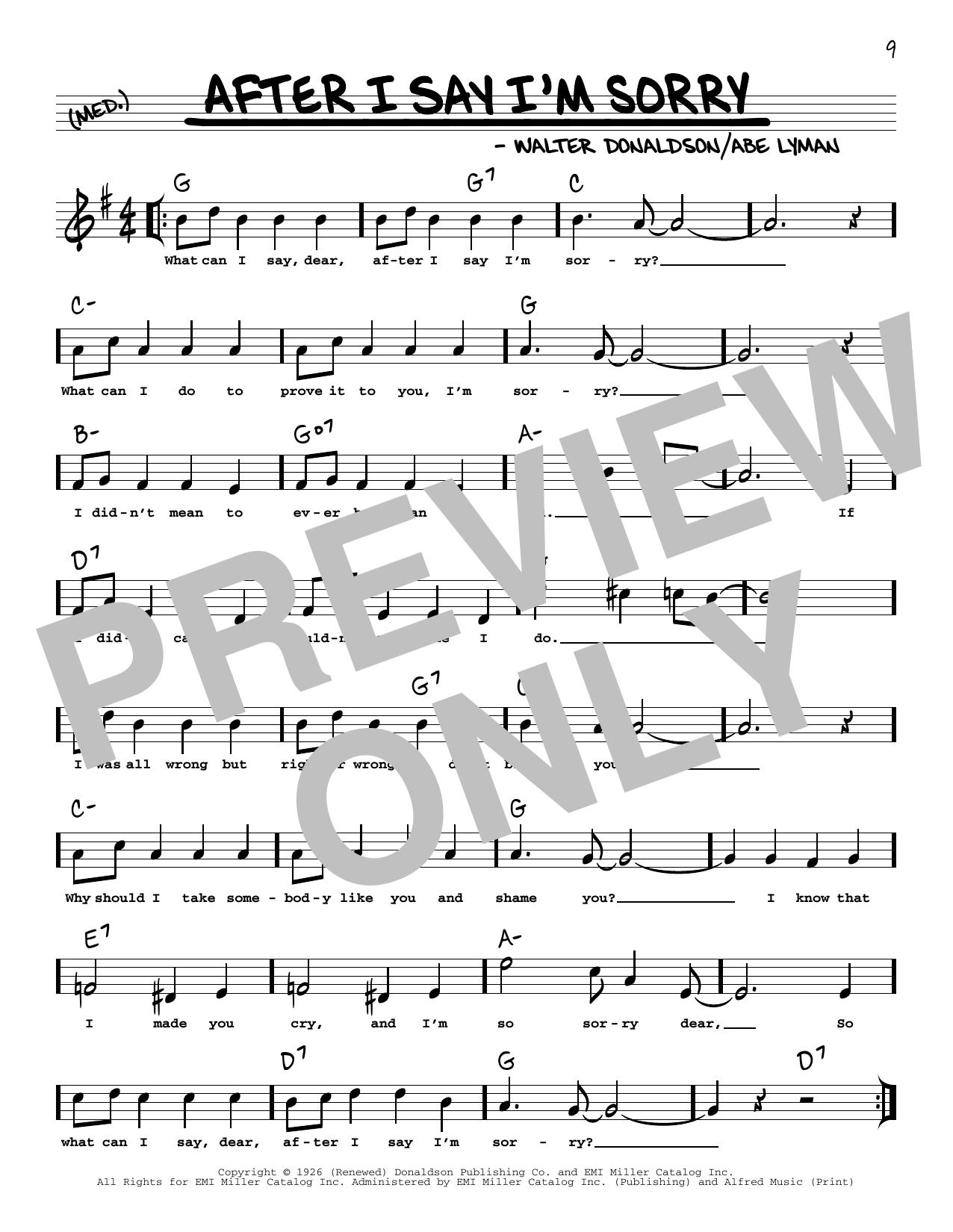 Walter Donaldson What Can I Say After I Say I'm Sorry (arr. Robert Rawlins) Sheet Music Notes & Chords for Real Book – Melody, Lyrics & Chords - Download or Print PDF