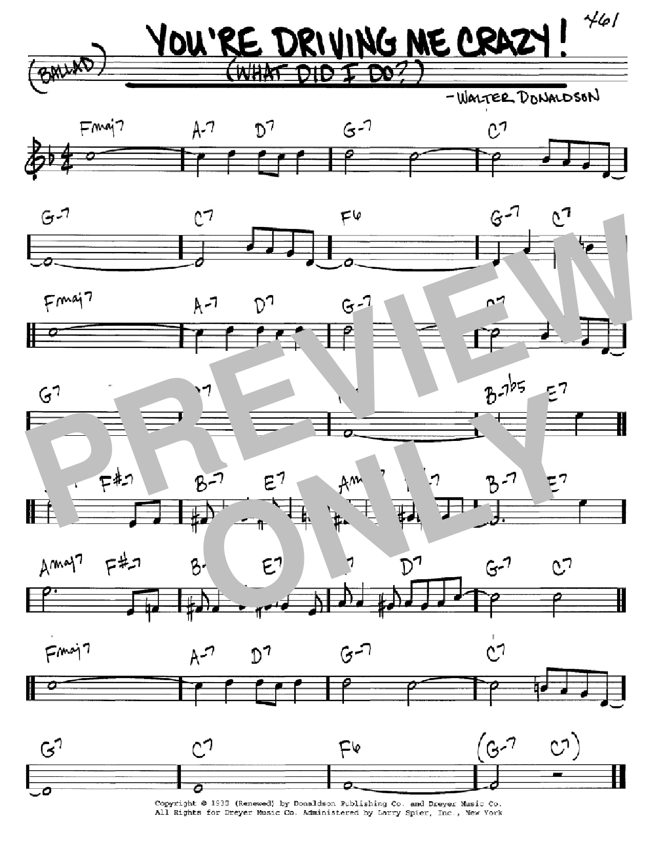 Walter Donaldson You're Driving Me Crazy! (What Did I Do?) Sheet Music Notes & Chords for Piano, Vocal & Guitar (Right-Hand Melody) - Download or Print PDF