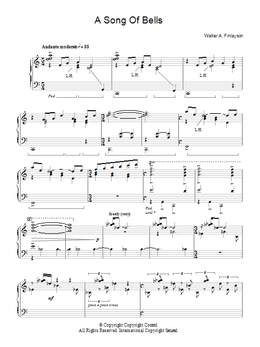 Walter Finlayson A Song Of Bells Sheet Music Notes & Chords for Piano - Download or Print PDF