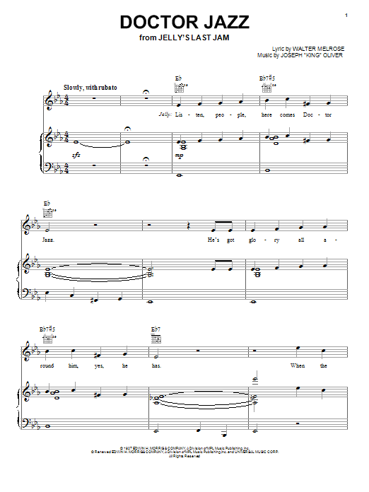 Walter Melrose Doctor Jazz Sheet Music Notes & Chords for Real Book – Melody, Lyrics & Chords - Download or Print PDF