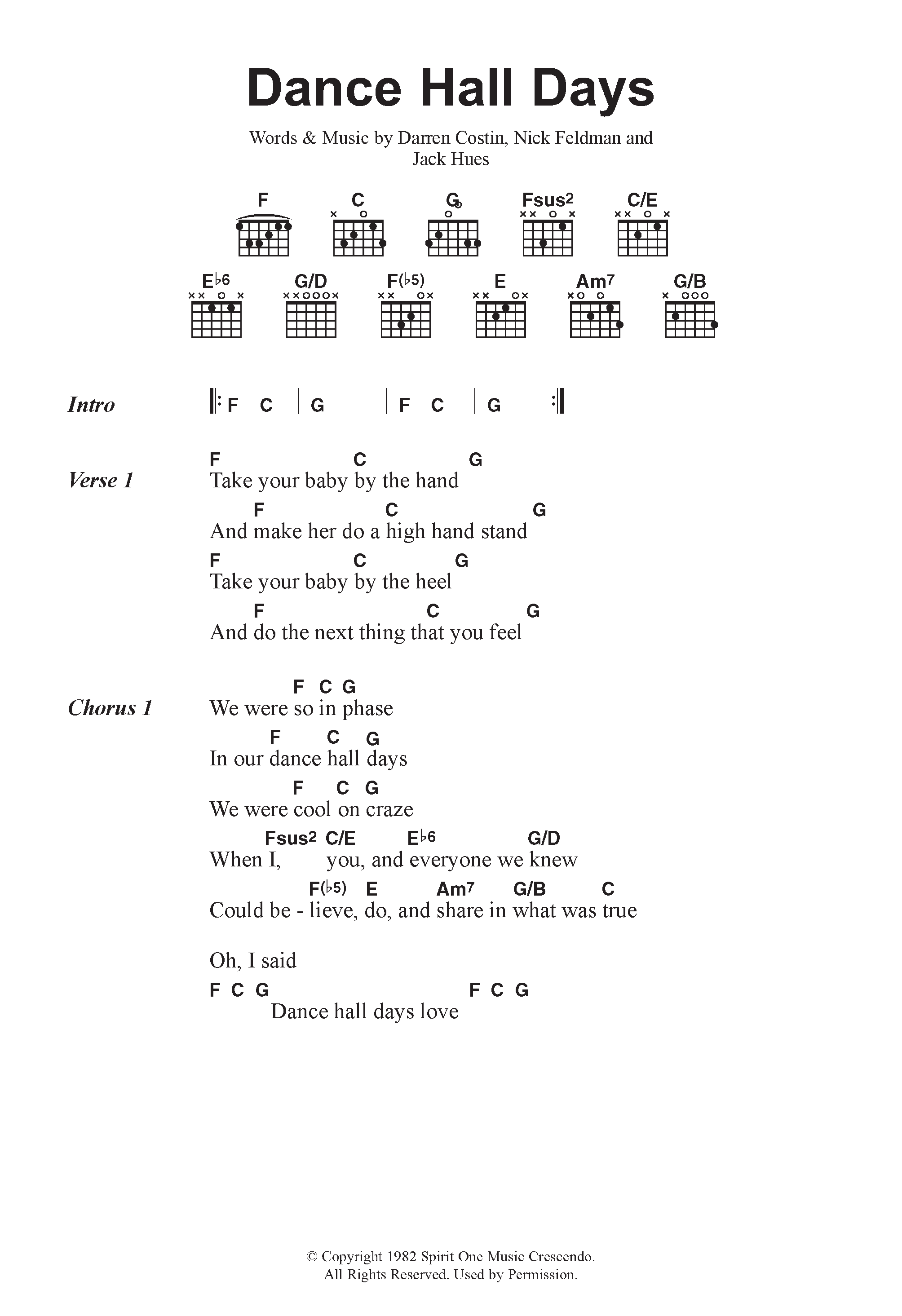 Wang Chung Dance Hall Days Sheet Music Notes & Chords for Lyrics & Chords - Download or Print PDF