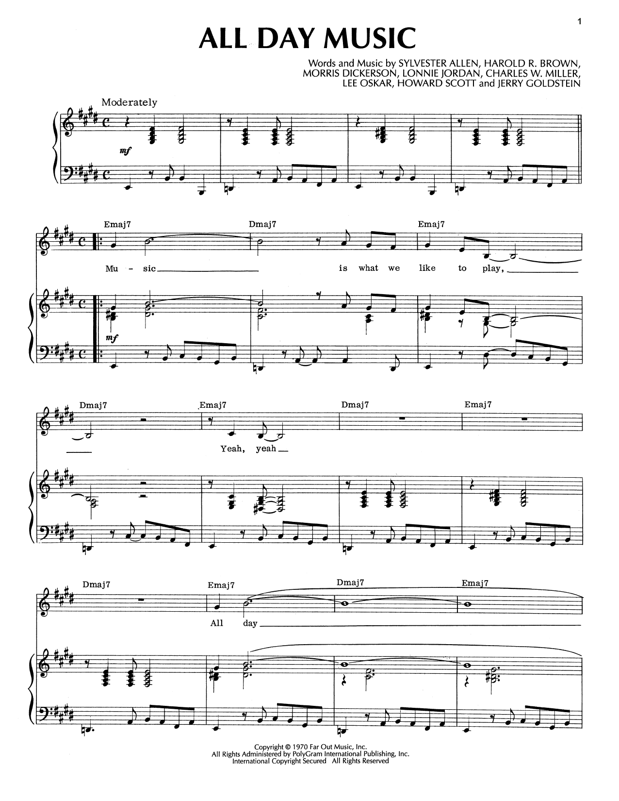 War All Day Music Sheet Music Notes & Chords for Piano, Vocal & Guitar (Right-Hand Melody) - Download or Print PDF