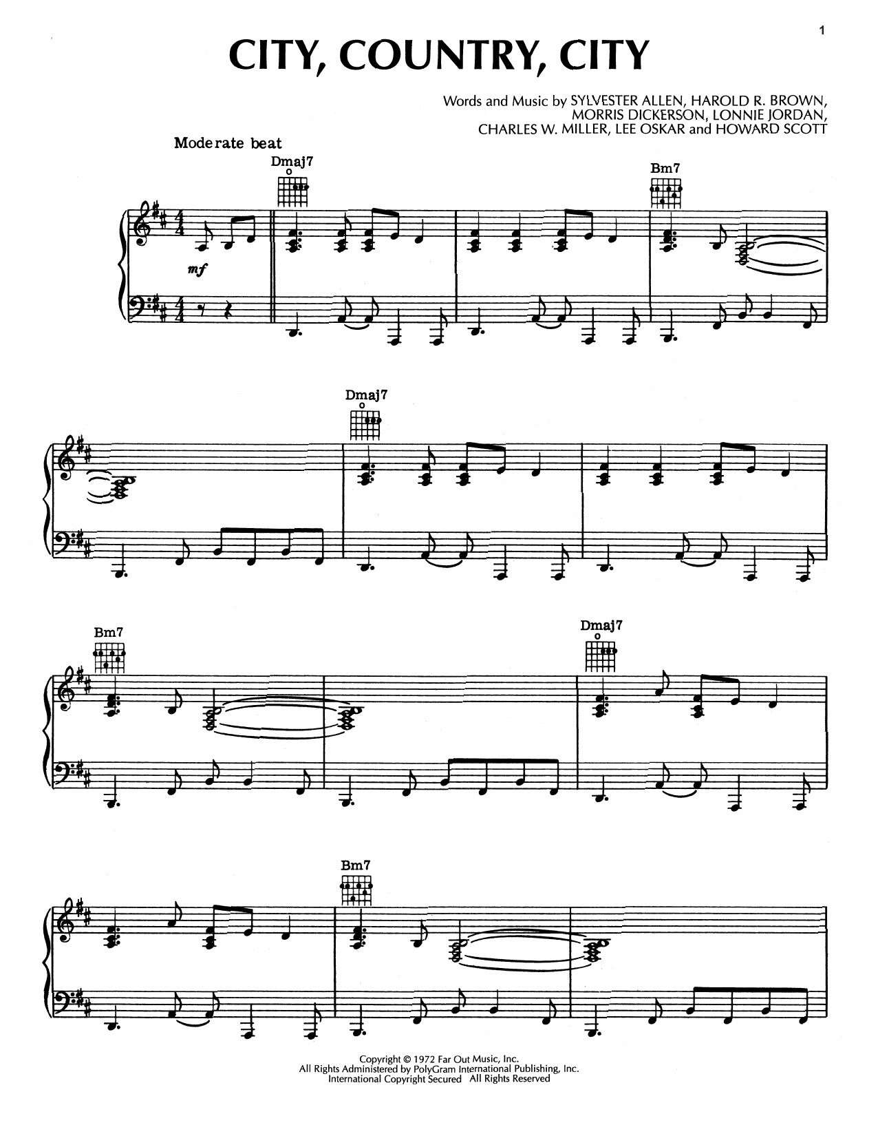 War City, Country, City Sheet Music Notes & Chords for Piano, Vocal & Guitar (Right-Hand Melody) - Download or Print PDF