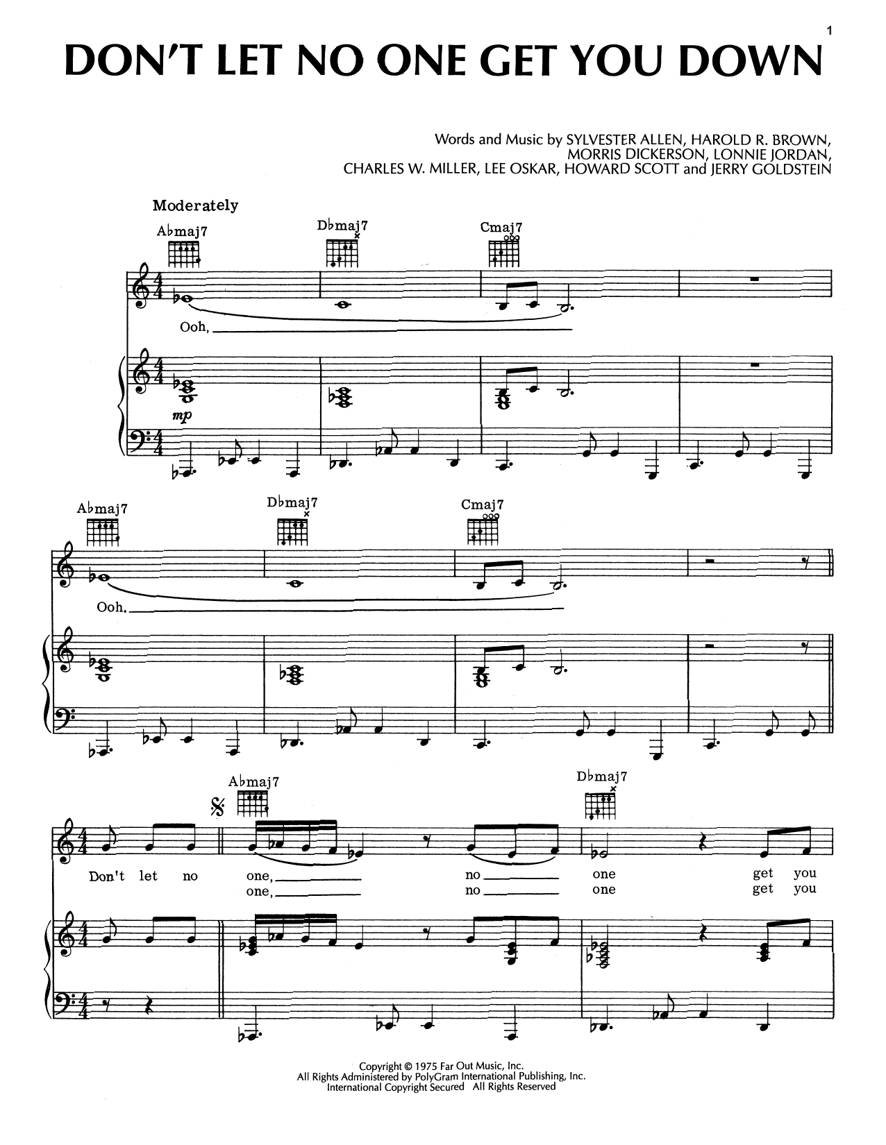 War Don't Let No One Get You Down Sheet Music Notes & Chords for Piano, Vocal & Guitar (Right-Hand Melody) - Download or Print PDF