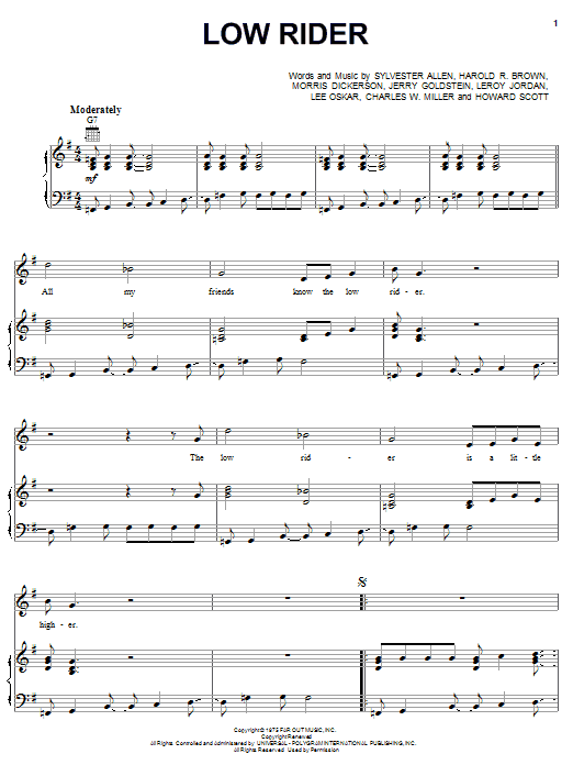 War Low Rider Sheet Music Notes & Chords for Bass Voice - Download or Print PDF