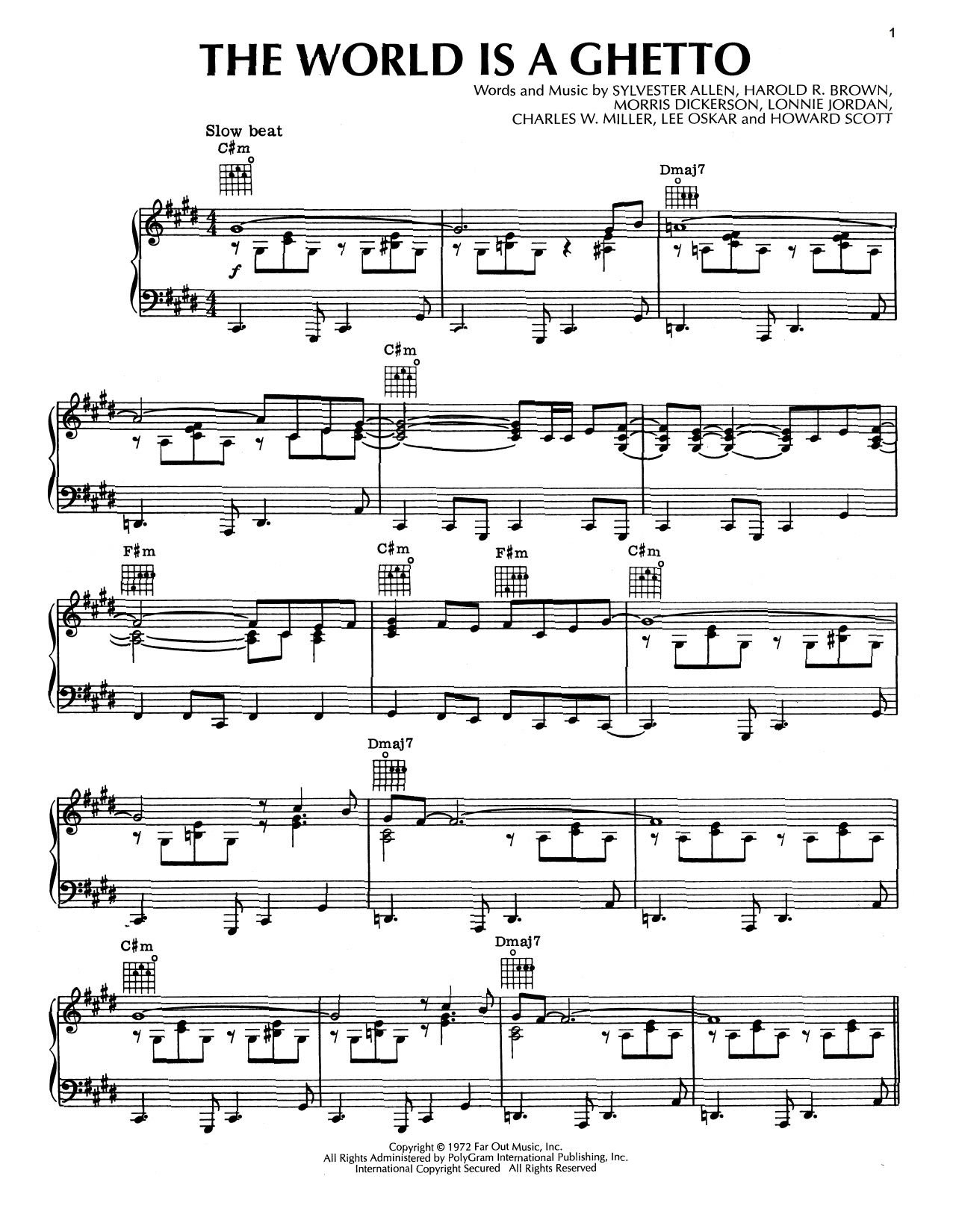 War The World Is A Ghetto Sheet Music Notes & Chords for Piano, Vocal & Guitar (Right-Hand Melody) - Download or Print PDF