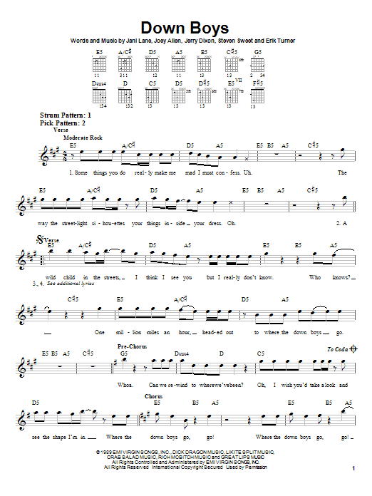 Warrant Down Boys Sheet Music Notes & Chords for Guitar Tab Play-Along - Download or Print PDF