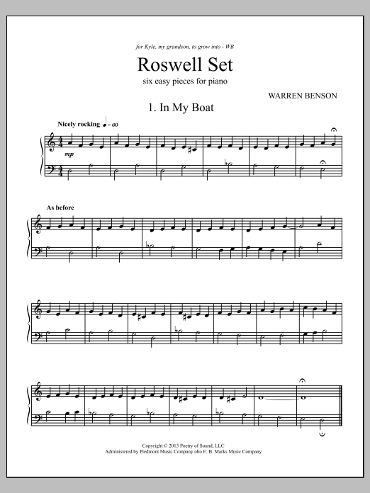 Warren Benson Roswell Set Sheet Music Notes & Chords for Piano - Download or Print PDF