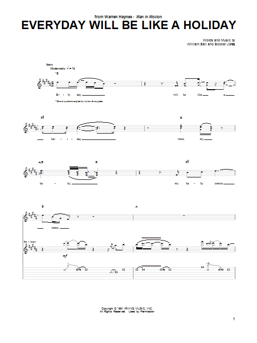 Warren Haynes Everyday Will Be Like A Holiday Sheet Music Notes & Chords for Guitar Tab - Download or Print PDF