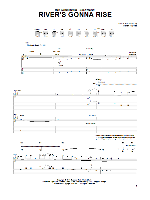 Warren Haynes River's Gonna Rise Sheet Music Notes & Chords for Guitar Tab - Download or Print PDF