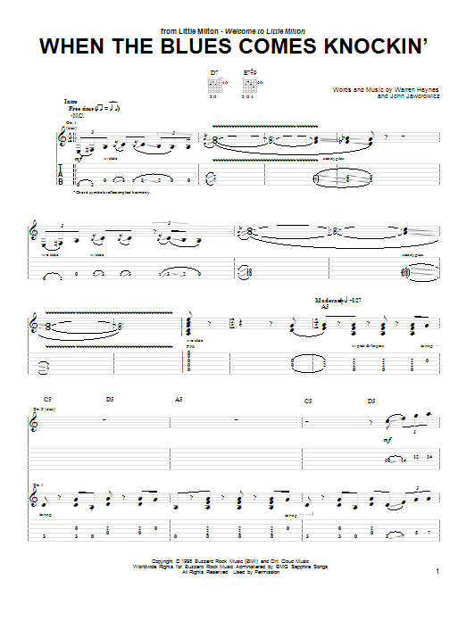 Warren Haynes When The Blues Comes Knockin' Sheet Music Notes & Chords for Guitar Tab - Download or Print PDF
