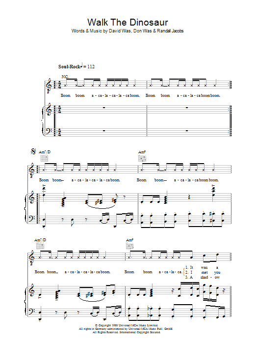 Was (Not Was) Walk The Dinosaur Sheet Music Notes & Chords for Piano, Vocal & Guitar - Download or Print PDF