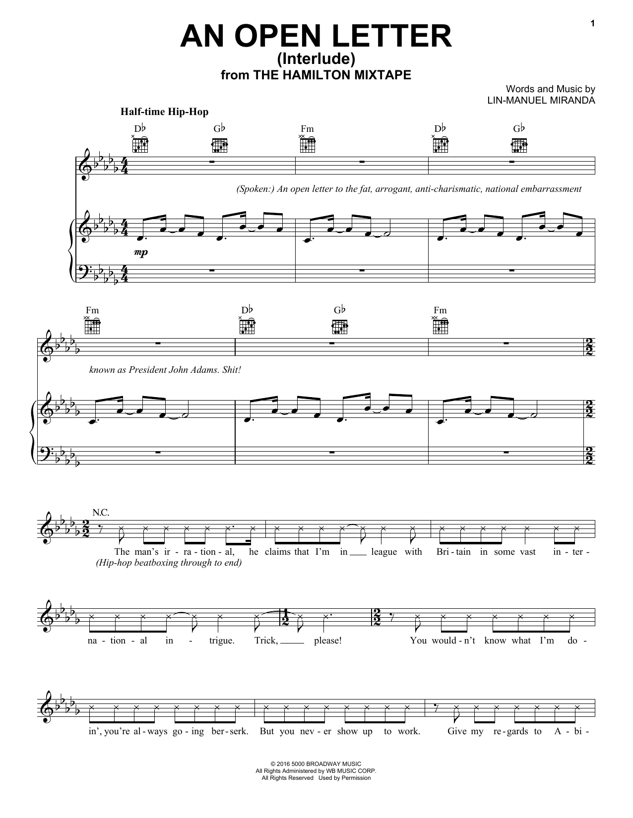 Watsky, Shockwave An Open Letter (Interlude) Sheet Music Notes & Chords for Piano, Vocal & Guitar (Right-Hand Melody) - Download or Print PDF