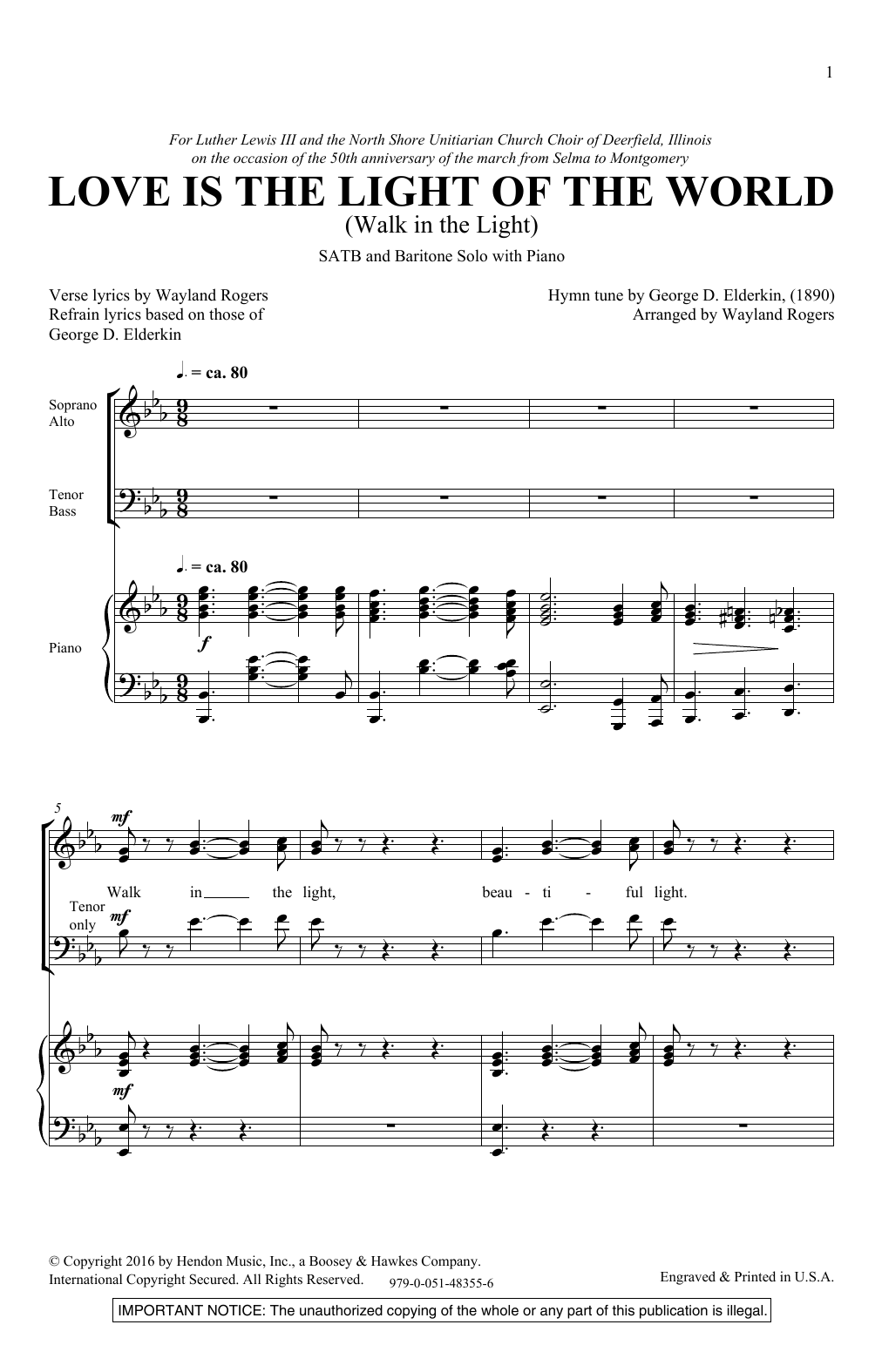 Wayland Rogers Love Is The Light Of The World Sheet Music Notes & Chords for SATB - Download or Print PDF
