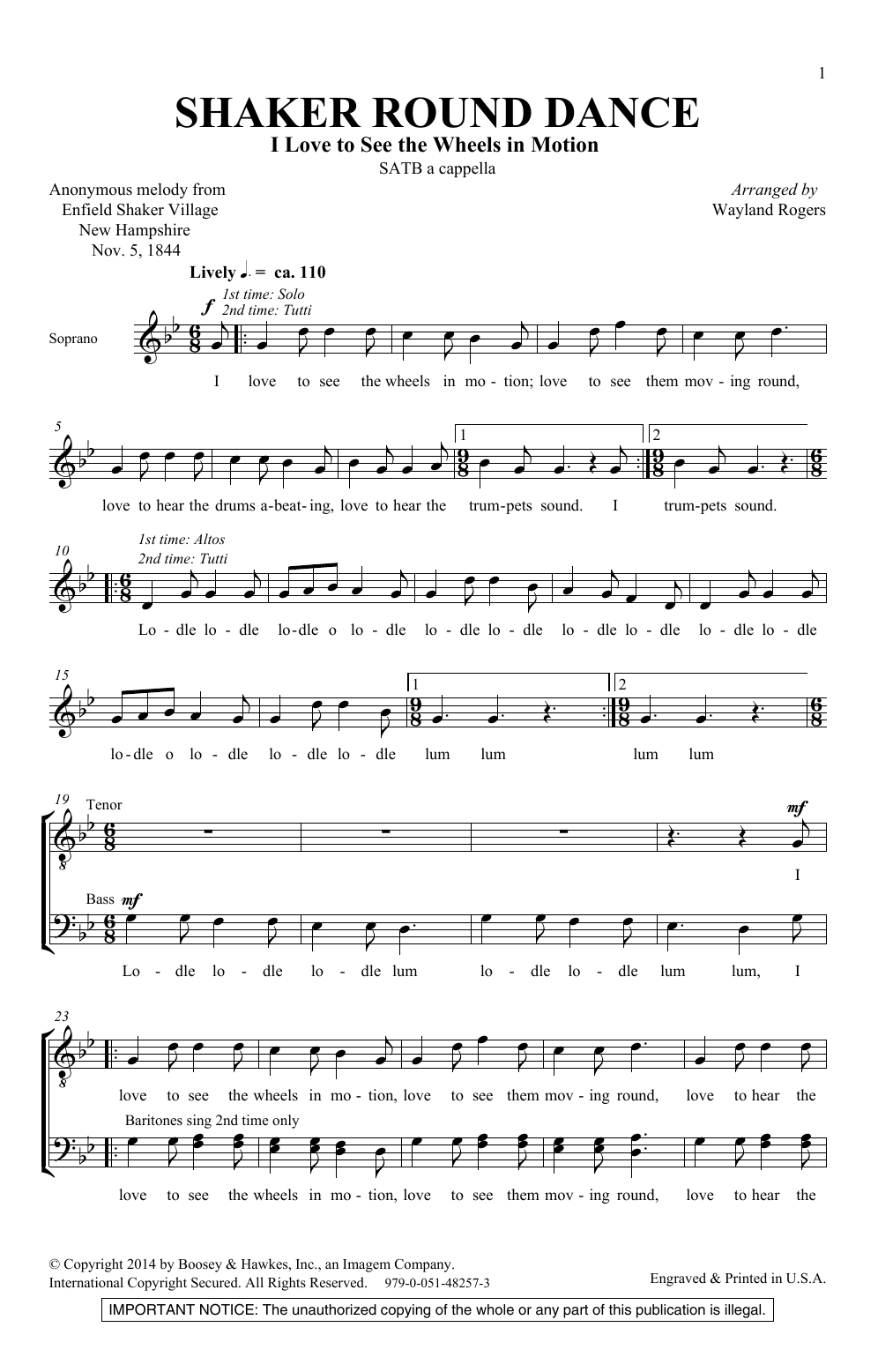 Wayland Rogers Shaker Round Dance Sheet Music Notes & Chords for SATB Choir - Download or Print PDF