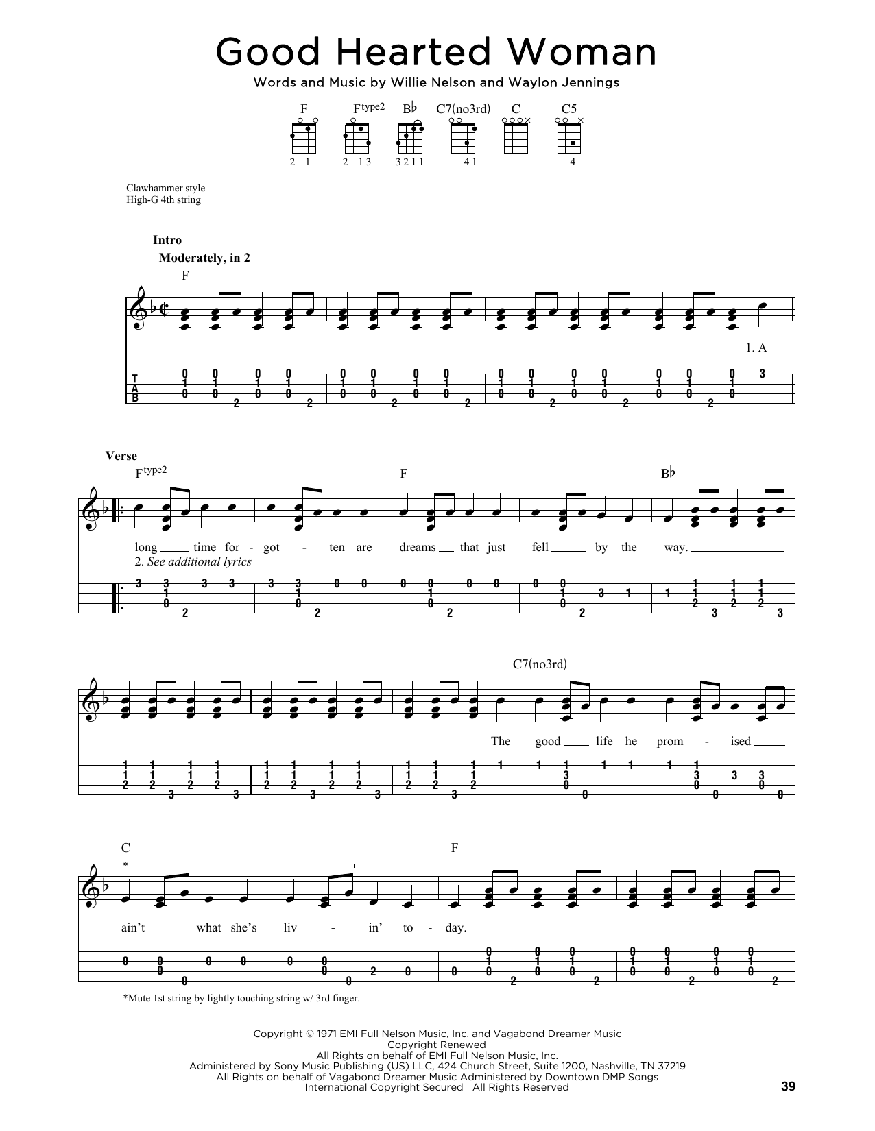 Waylon Jennings & Willie Nelson Good Hearted Woman (arr. Jim Schustedt) Sheet Music Notes & Chords for Ukulele - Download or Print PDF