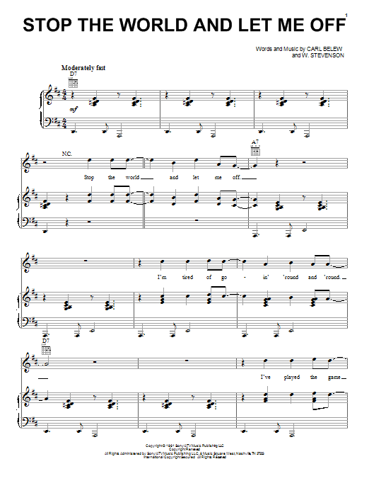 Waylon Jennings Stop The World And Let Me Off Sheet Music Notes & Chords for Piano, Vocal & Guitar (Right-Hand Melody) - Download or Print PDF Waylon Jennings Stop The World And Let Me Off Sheet Music Notes & Chords for Piano, Vocal & Guitar (Right-Hand Melody) - Download or Print PDF