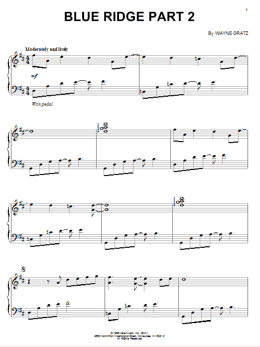 Wayne Gratz Blue Ridge Part 2 Sheet Music Notes & Chords for Piano - Download or Print PDF