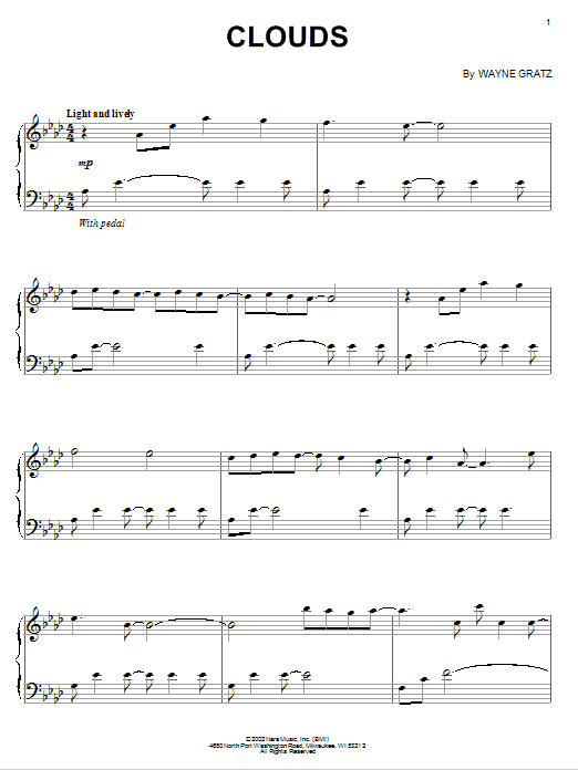 Wayne Gratz Clouds Sheet Music Notes & Chords for Piano - Download or Print PDF