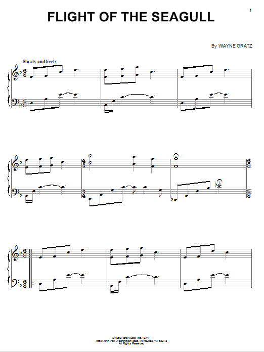 Wayne Gratz Flight Of The Seagull Sheet Music Notes & Chords for Piano - Download or Print PDF