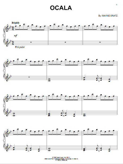 Wayne Gratz Ocala Sheet Music Notes & Chords for Piano - Download or Print PDF
