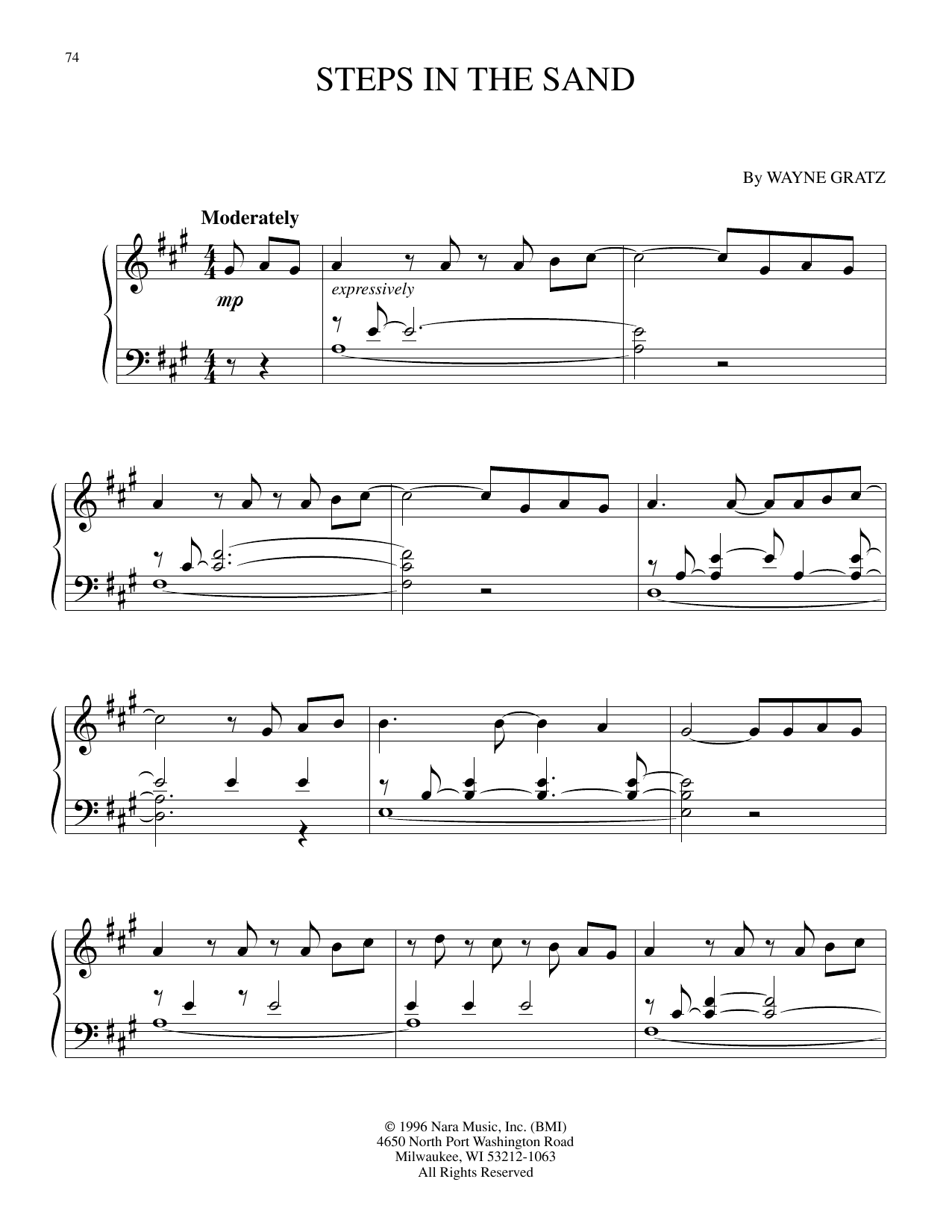 Wayne Gratz Steps In The Sand Sheet Music Notes & Chords for Piano Solo - Download or Print PDF