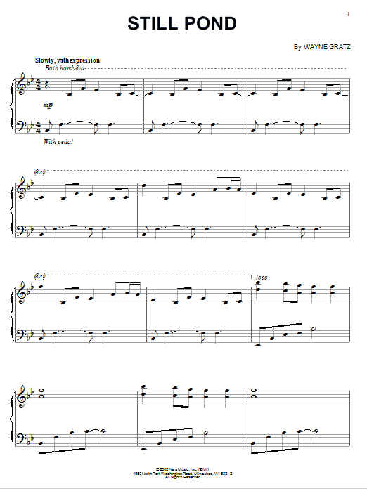 Wayne Gratz Still Pond Sheet Music Notes & Chords for Piano - Download or Print PDF