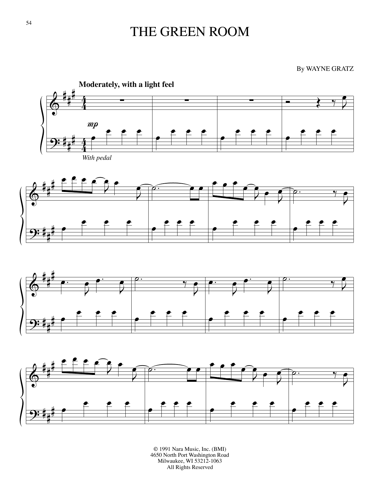 Wayne Gratz The Green Room Sheet Music Notes & Chords for Piano Solo - Download or Print PDF