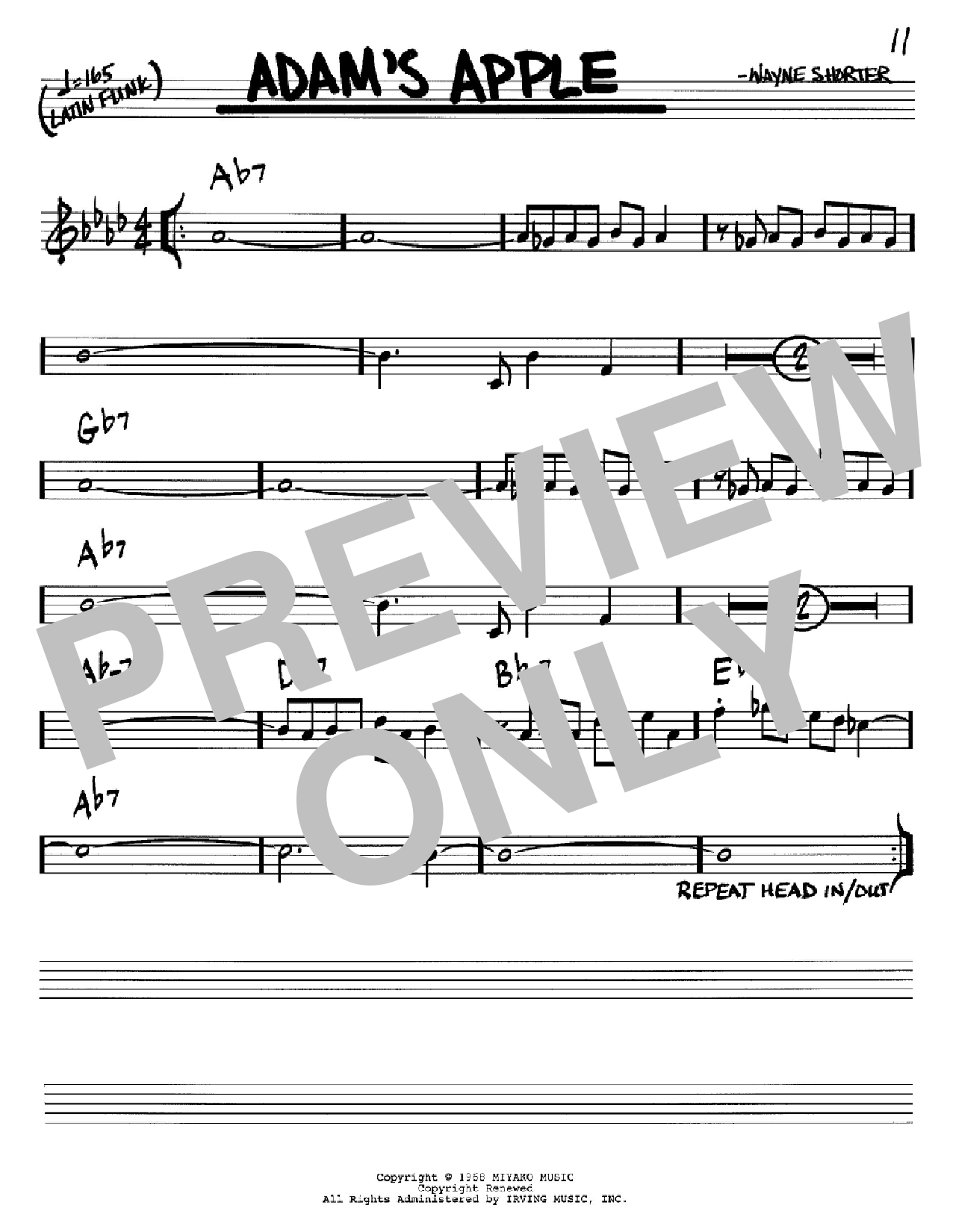 Wayne Shorter Adam's Apple Sheet Music Notes & Chords for Real Book - Melody & Chords - C Instruments - Download or Print PDF