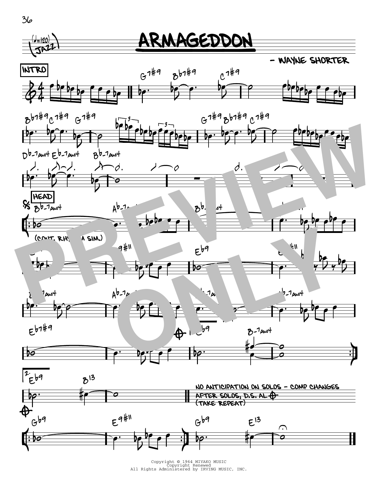 Wayne Shorter Armageddon [Reharmonized version] (arr. Jack Grassel) Sheet Music Notes & Chords for Real Book – Melody & Chords - Download or Print PDF
