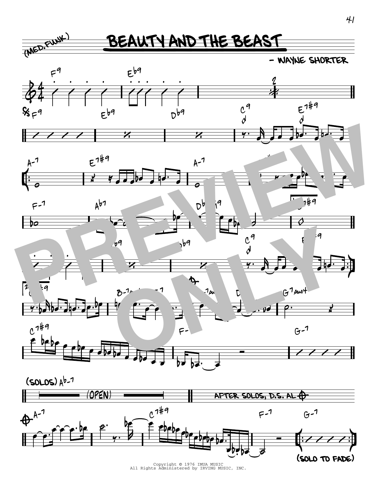 Wayne Shorter Beauty And The Beast [Reharmonized version] (arr. Jack Grassel) Sheet Music Notes & Chords for Real Book – Melody & Chords - Download or Print PDF