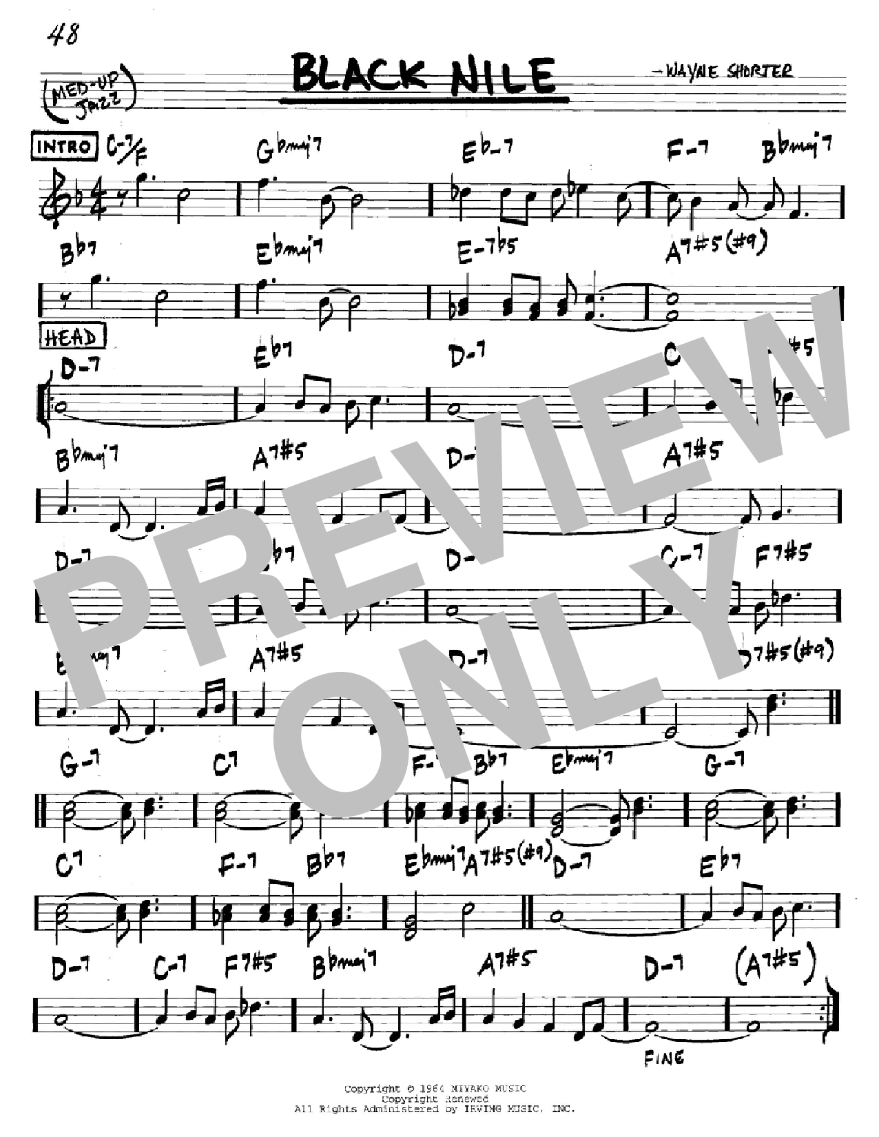 Wayne Shorter Black Nile Sheet Music Notes & Chords for Real Book - Melody & Chords - Eb Instruments - Download or Print PDF