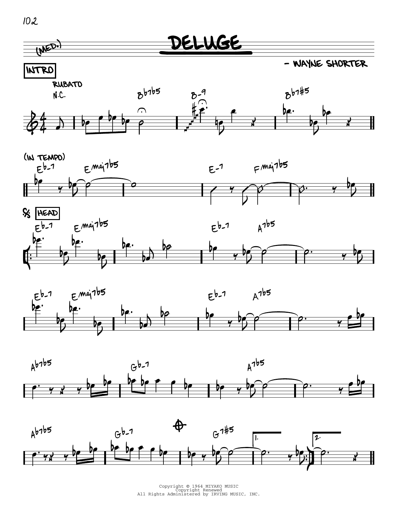 Wayne Shorter Deluge [Reharmonized version] (arr. Jack Grassel) Sheet Music Notes & Chords for Real Book – Melody & Chords - Download or Print PDF