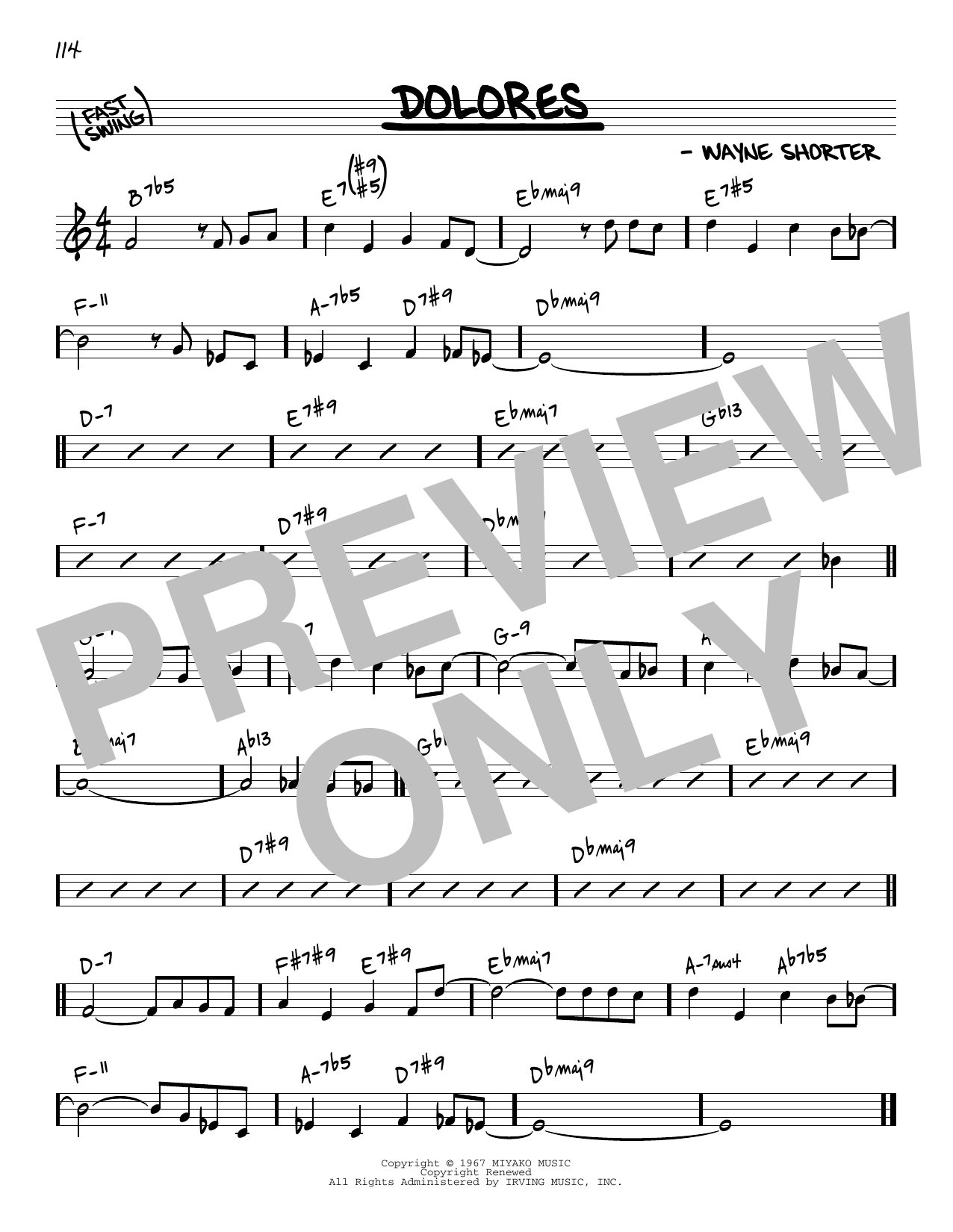 Wayne Shorter Dolores [Reharmonized version] (arr. Jack Grassel) Sheet Music Notes & Chords for Real Book – Melody & Chords - Download or Print PDF