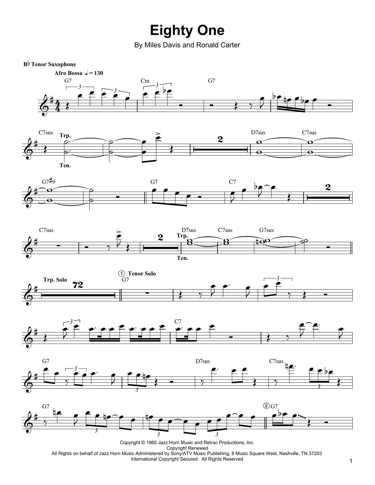 Wayne Shorter Eighty One Sheet Music Notes & Chords for Tenor Sax Transcription - Download or Print PDF