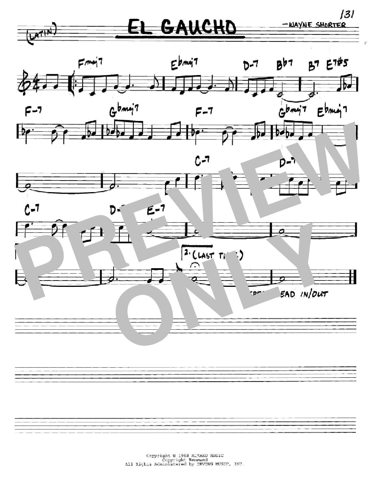 Wayne Shorter El Gaucho Sheet Music Notes & Chords for Real Book - Melody & Chords - C Instruments - Download or Print PDF