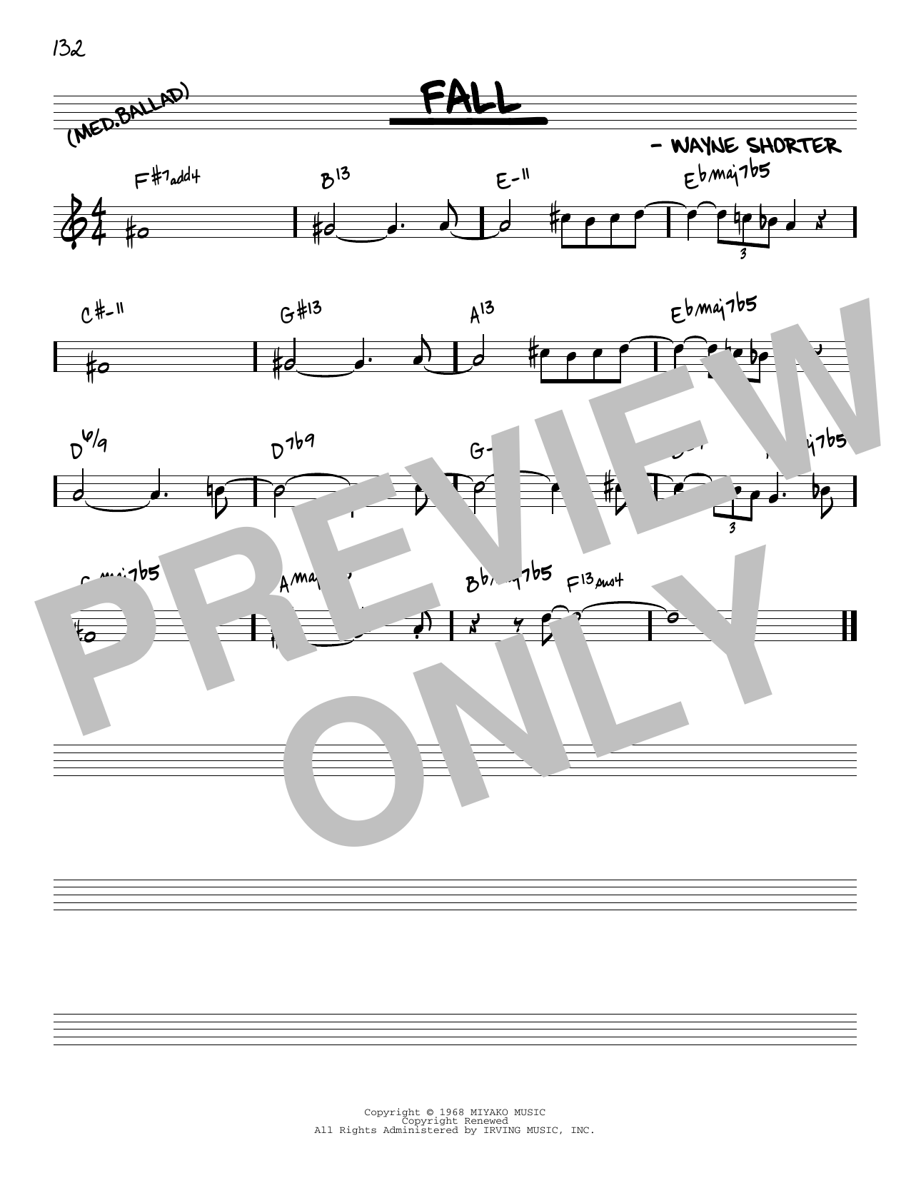 Wayne Shorter Fall [Reharmonized version] (arr. Jack Grassel) Sheet Music Notes & Chords for Real Book – Melody & Chords - Download or Print PDF