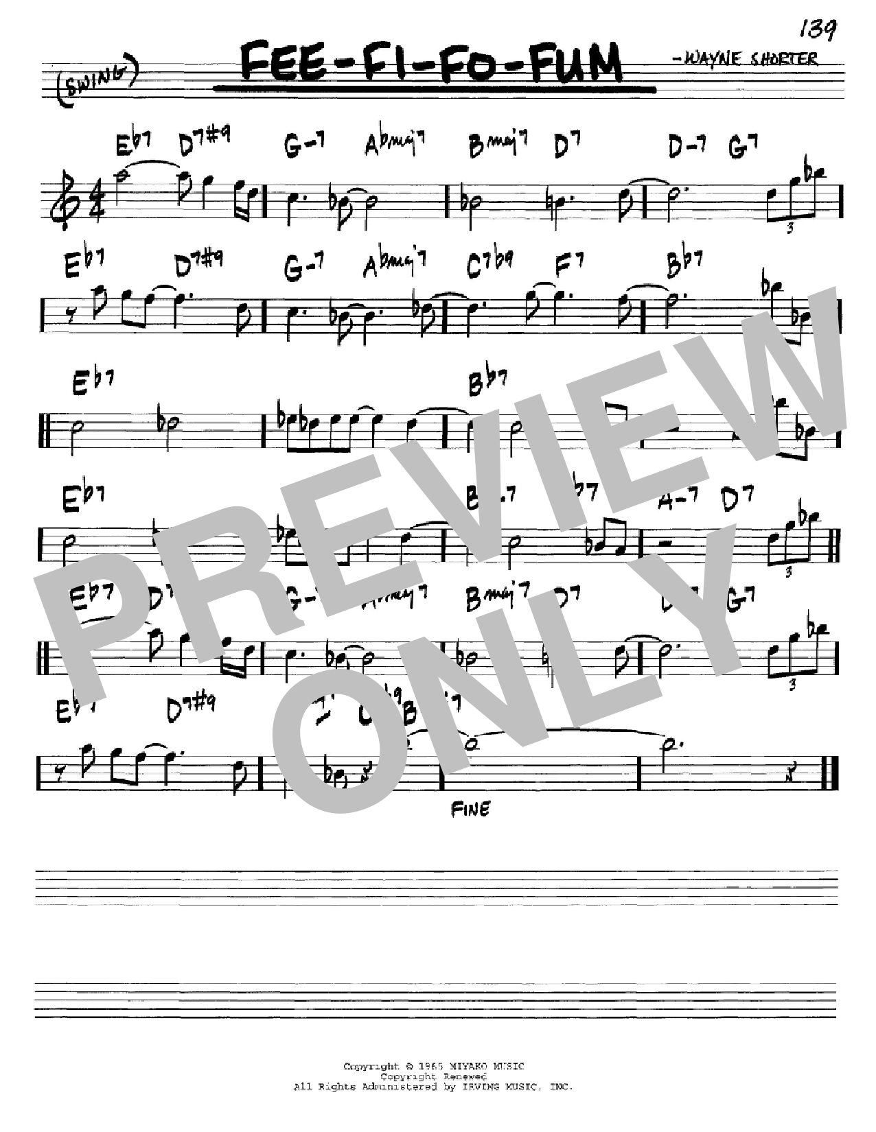 Wayne Shorter Fee-Fi-Fo-Fum Sheet Music Notes & Chords for Real Book - Melody & Chords - Bass Clef Instruments - Download or Print PDF