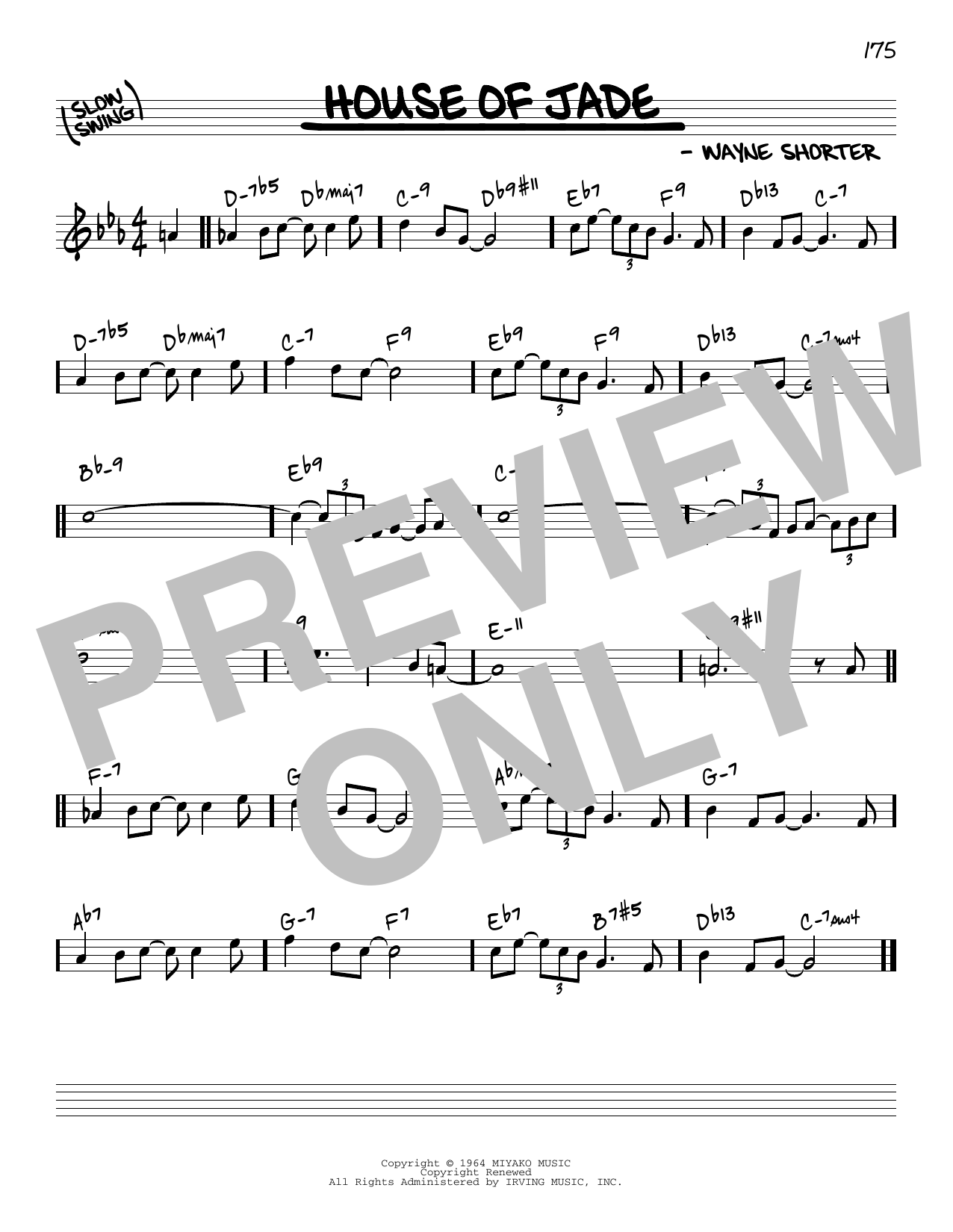 Wayne Shorter House Of Jade [Reharmonized version] (arr. Jack Grassel) Sheet Music Notes & Chords for Real Book – Melody & Chords - Download or Print PDF