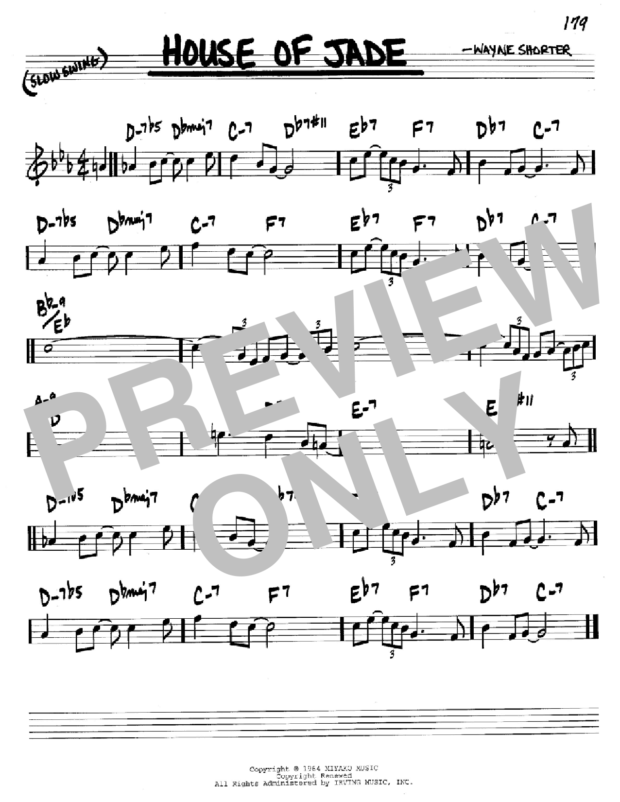 Wayne Shorter House Of Jade Sheet Music Notes & Chords for Real Book - Melody & Chords - Bb Instruments - Download or Print PDF