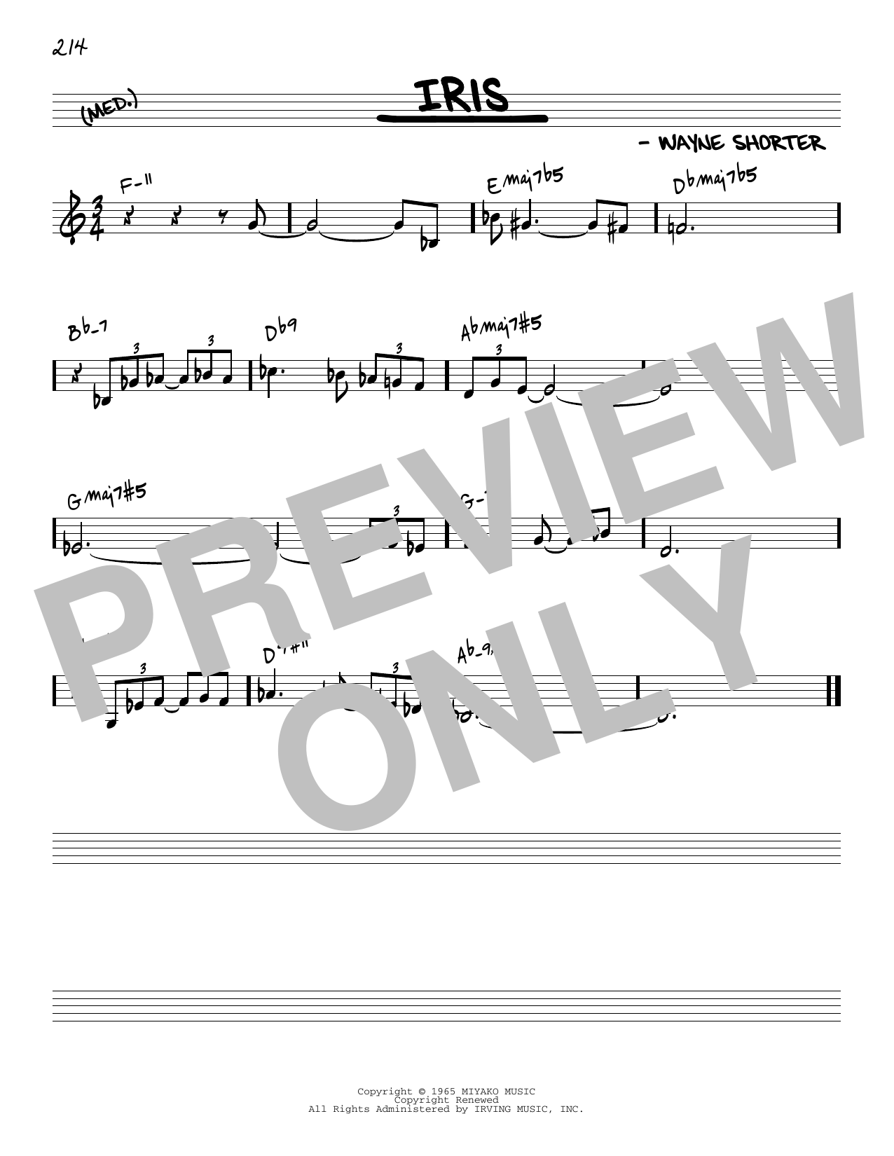 Wayne Shorter Iris [Reharmonized version] (arr. Jack Grassel) Sheet Music Notes & Chords for Real Book – Melody & Chords - Download or Print PDF
