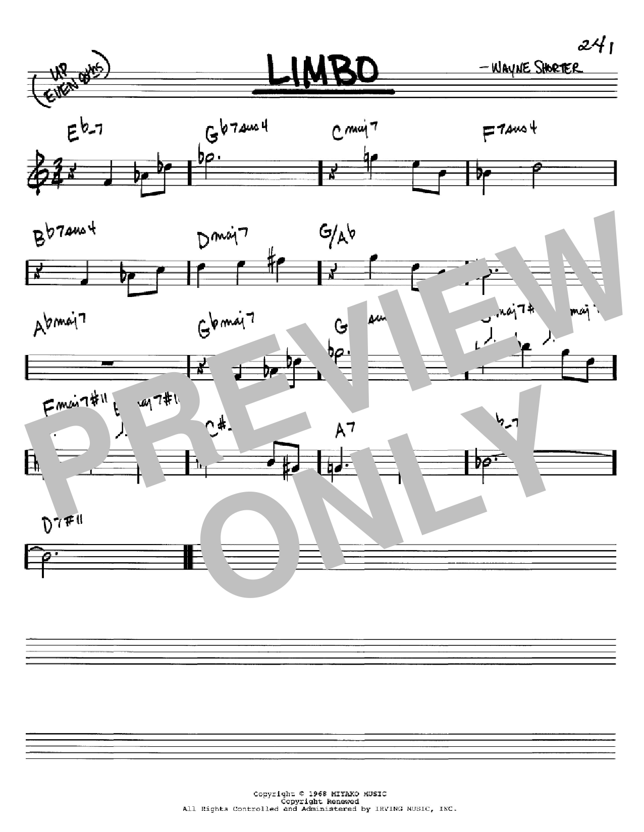 Wayne Shorter Limbo Sheet Music Notes & Chords for Real Book - Melody & Chords - C Instruments - Download or Print PDF