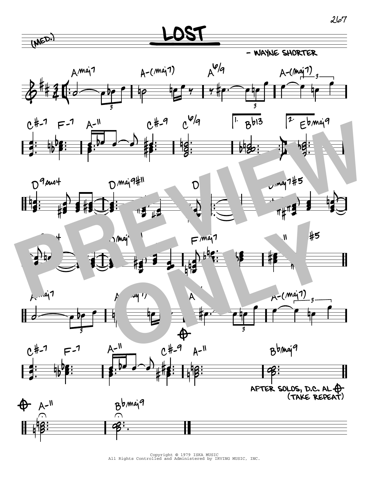 Wayne Shorter Lost Sheet Music Notes & Chords for Real Book – Melody & Chords - Download or Print PDF