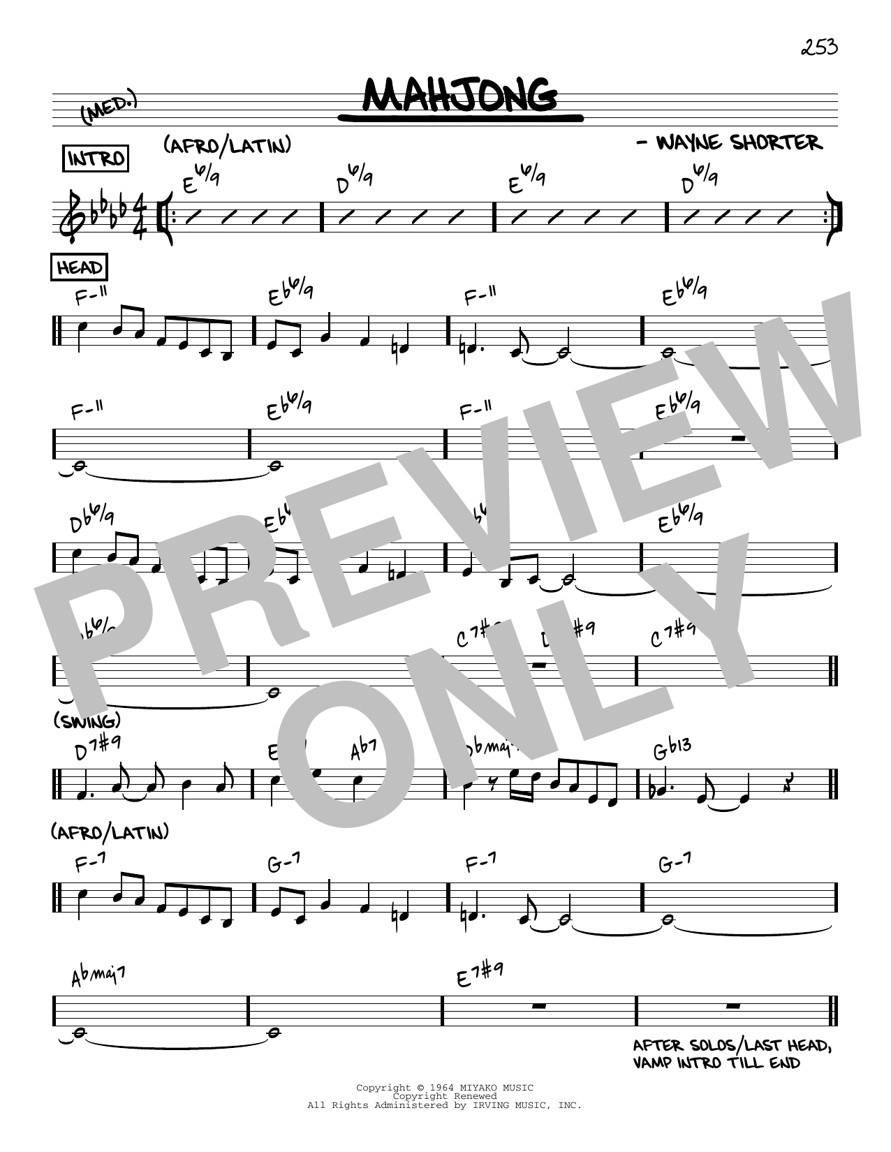 Wayne Shorter Mahjong [Reharmonized version] (arr. Jack Grassel) Sheet Music Notes & Chords for Real Book – Melody & Chords - Download or Print PDF