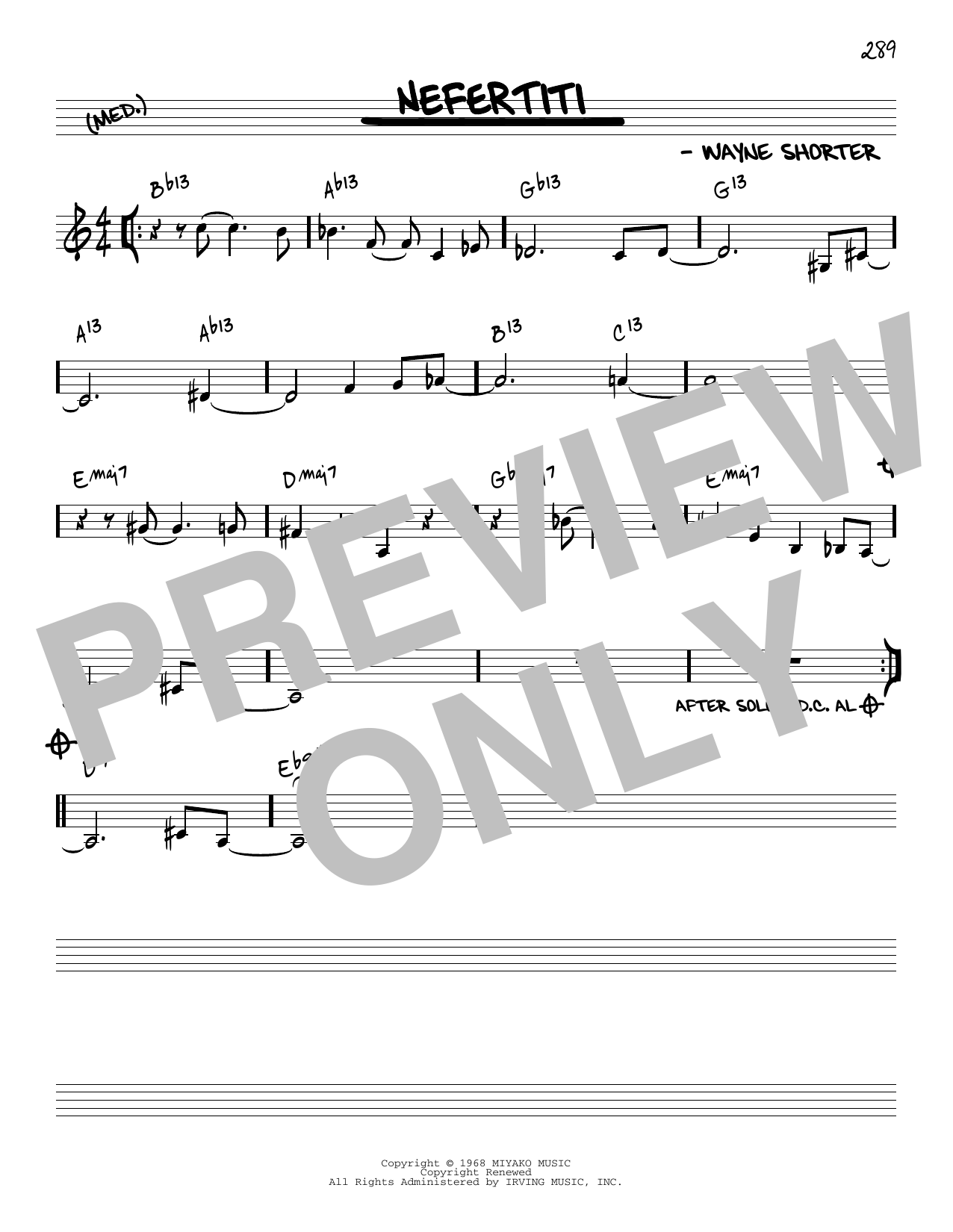 Wayne Shorter Nefertiti [Reharmonized version] (arr. Jack Grassel) Sheet Music Notes & Chords for Real Book – Melody & Chords - Download or Print PDF