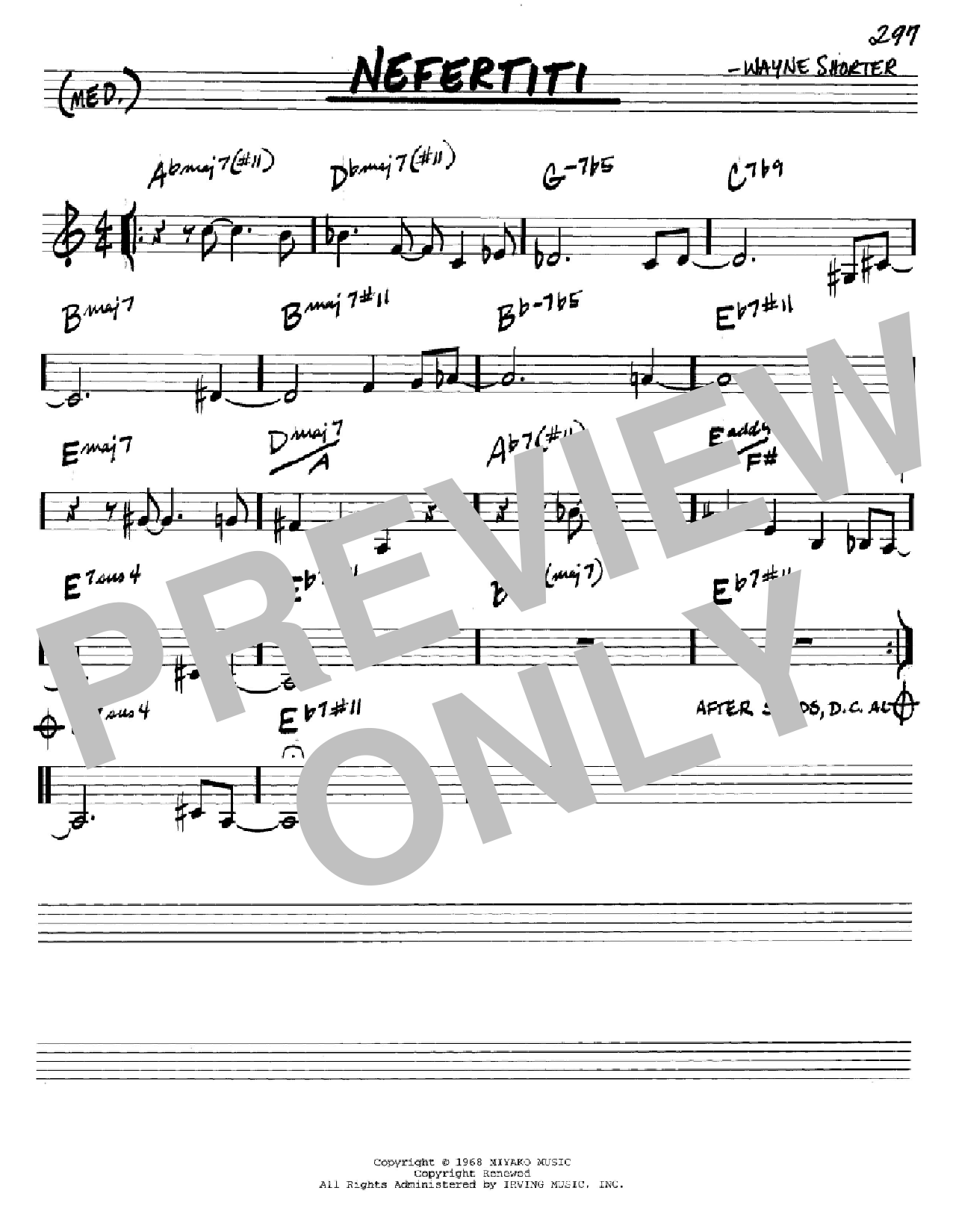 Wayne Shorter Nefertiti Sheet Music Notes & Chords for Real Book - Melody & Chords - Bass Clef Instruments - Download or Print PDF