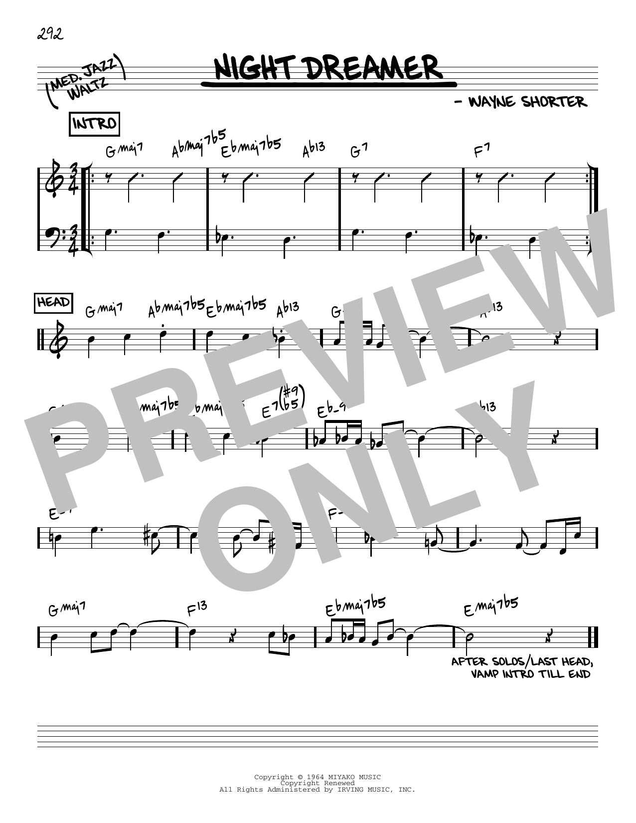 Wayne Shorter Night Dreamer [Reharmonized version] (arr. Jack Grassel) Sheet Music Notes & Chords for Real Book – Melody & Chords - Download or Print PDF