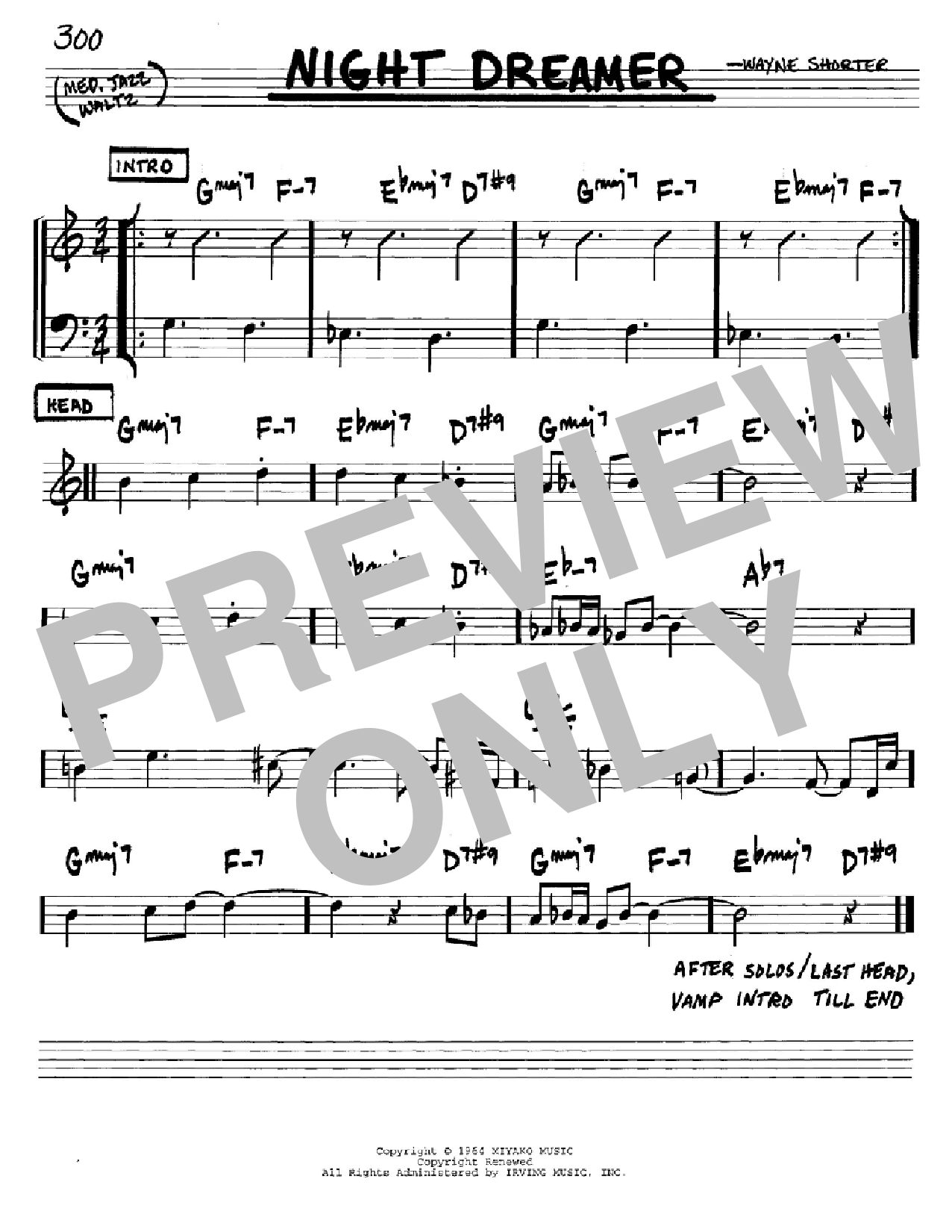 Wayne Shorter Night Dreamer Sheet Music Notes & Chords for Real Book - Melody & Chords - Bass Clef Instruments - Download or Print PDF
