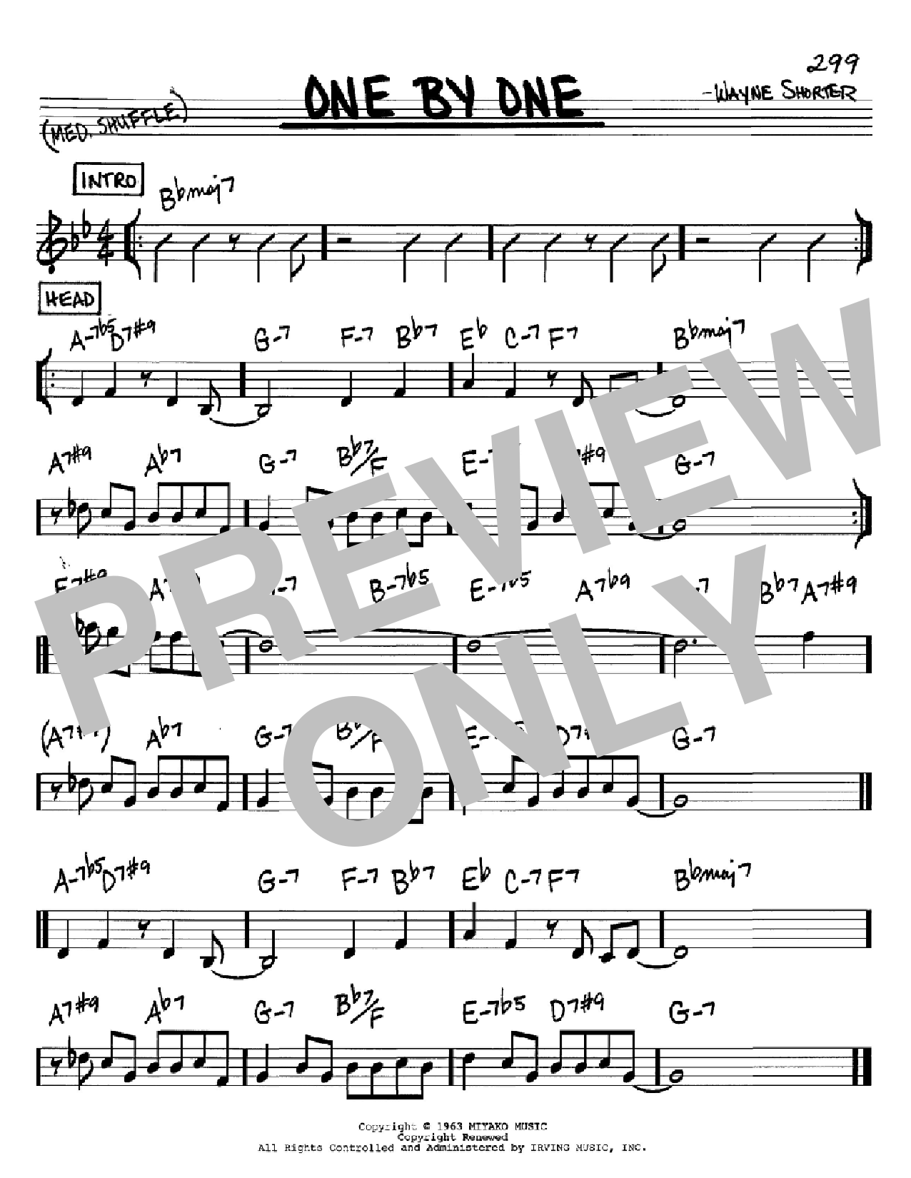 Wayne Shorter One By One Sheet Music Notes & Chords for Real Book - Melody & Chords - C Instruments - Download or Print PDF