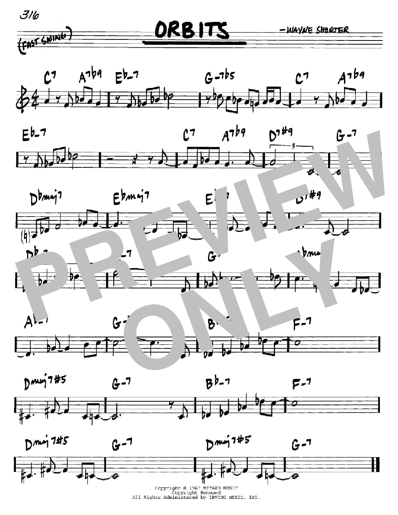 Wayne Shorter Orbits Sheet Music Notes & Chords for Real Book - Melody & Chords - Bass Clef Instruments - Download or Print PDF